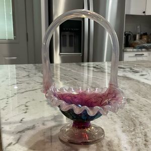 Fenton Plum Opalescent Iridized Basket